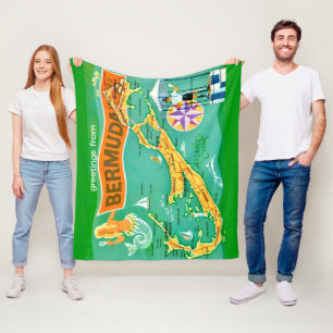 Tropical Colourful Bermuda  Fleece Blanket