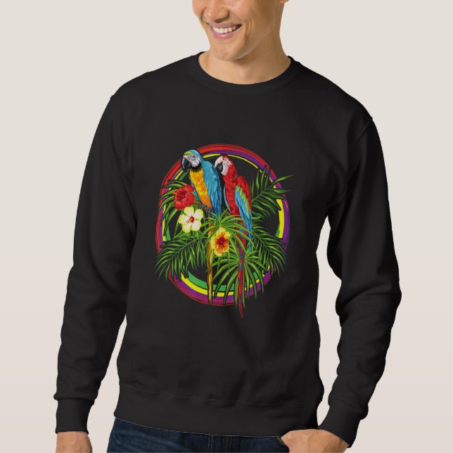 Tropical Colourful Birds Parrot Macaw Cockatoo Jun Sweatshirt (Front)