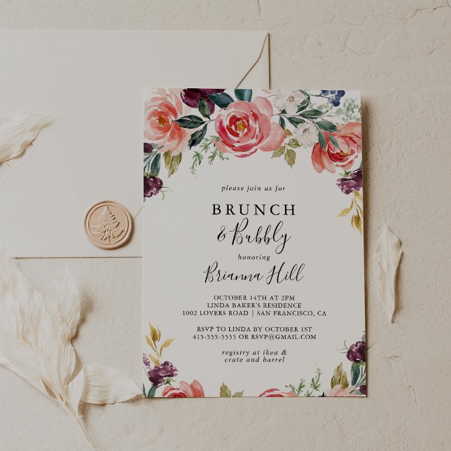 Tropical Colourful Brunch and Bubbly Bridal Shower Invitation (Creator Uploaded)