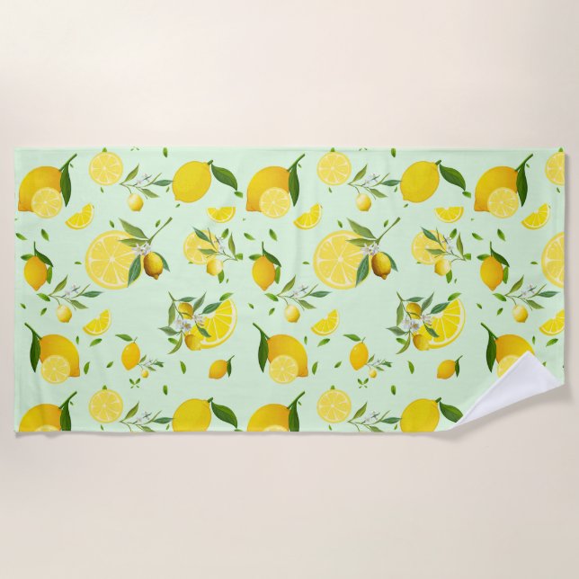 Tropical colourful Citrus SUMMER Orange lemon Slic Beach Towel (Front)