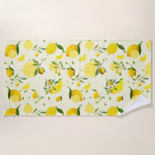 Tropical colourful Citrus SUMMER Orange lemon Slic Beach Towel