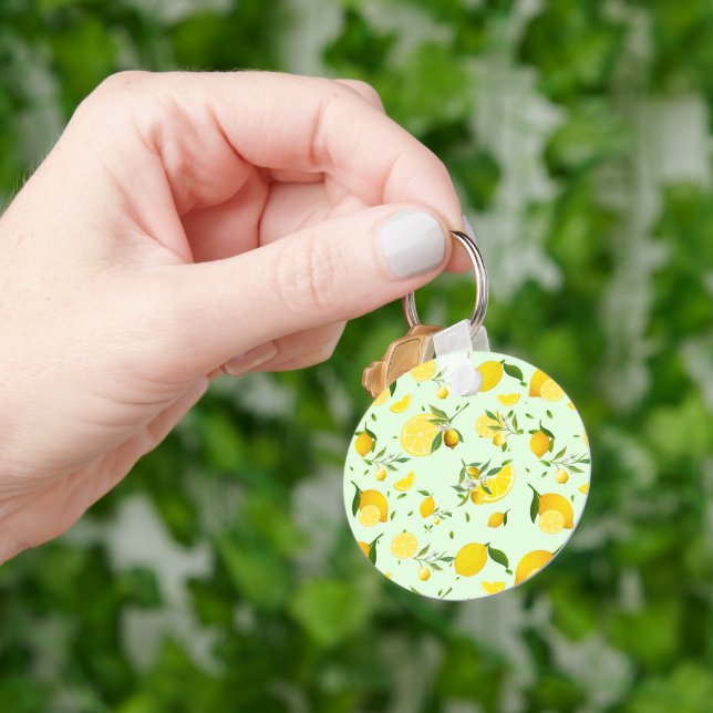 Tropical colourful Citrus SUMMER Orange lemon Slic Key Ring (Hand)