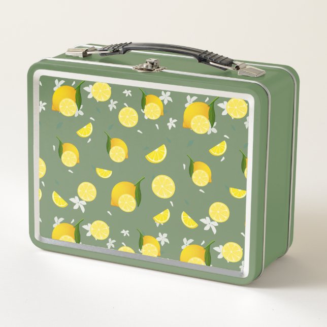 Tropical colourful Citrus SUMMER Orange lemon Slic Metal Lunch Box (Front)