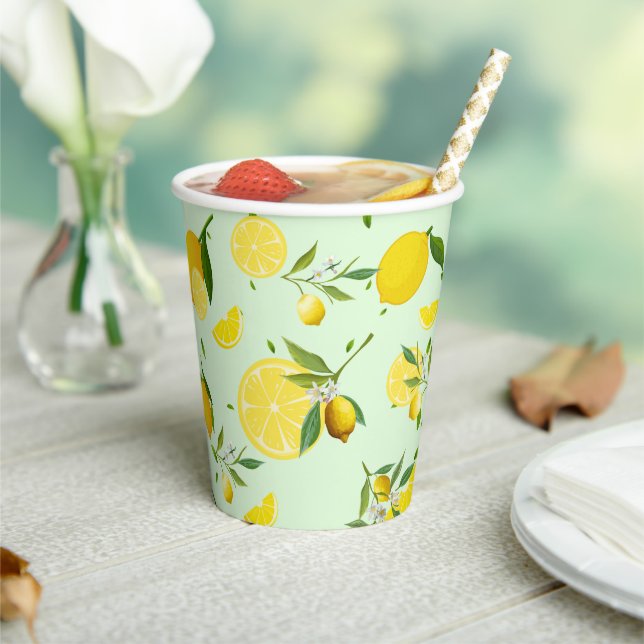 Tropical colourful Citrus SUMMER Orange lemon Slic Paper Cups (Insitu)