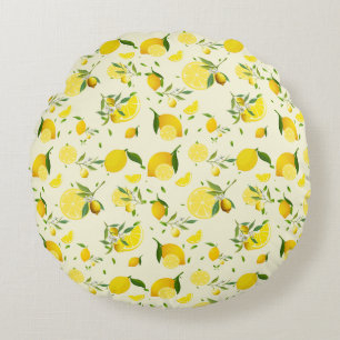 Tropical colourful Citrus SUMMER Orange lemon Slic Round Cushion