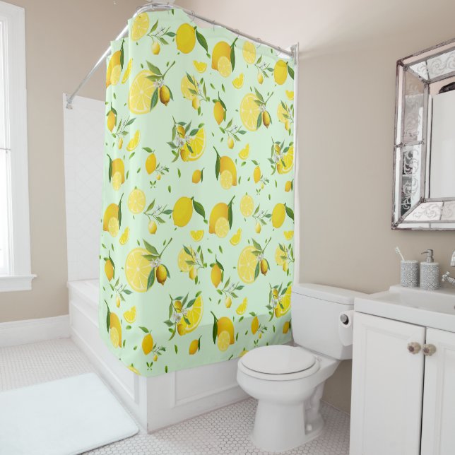 Tropical colourful Citrus SUMMER Orange lemon Slic Shower Curtain (In Situ)