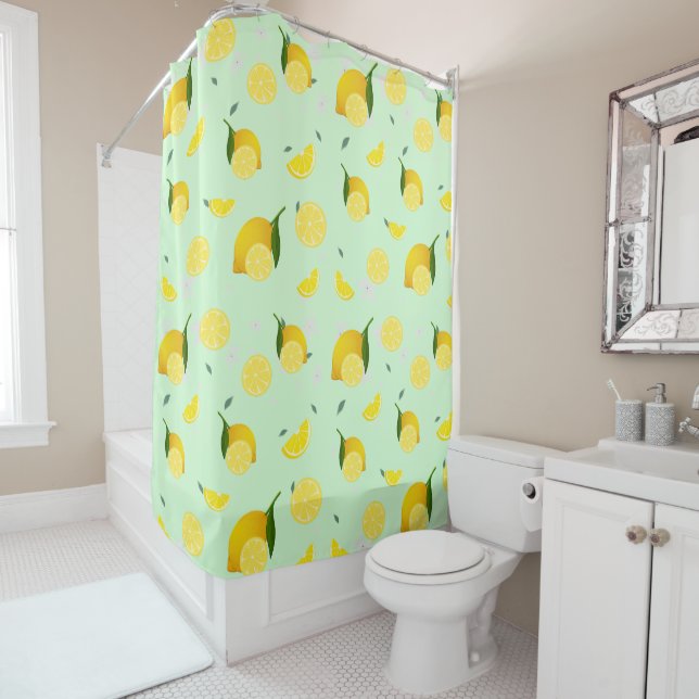 Tropical colourful Citrus SUMMER Orange lemon Slic Shower Curtain (In Situ)