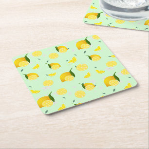 Tropical colourful Citrus SUMMER Orange lemon Slic Square Paper Coaster