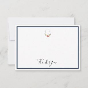 Tropical Colourful Crest Floral Flat Wedding   Thank You Card