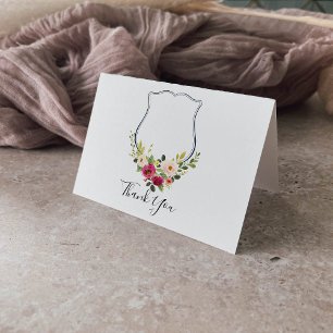 Tropical Colourful Crest Floral Folded Wedding  Th Thank You Card