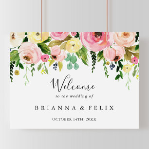 Tropical Colourful Fall Floral Wedding Welcome Sig Poster