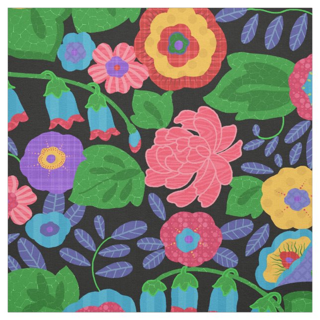 Tropical Colourful Flowers Floral Summer Pattern Fabric (Swatch)