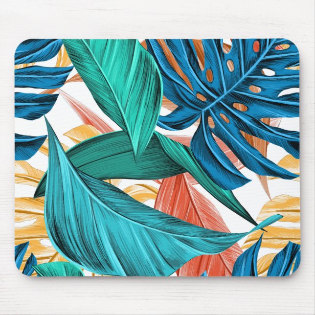 Tropical Colourful Foliage Leaves Nature Mouse Pad (Front)