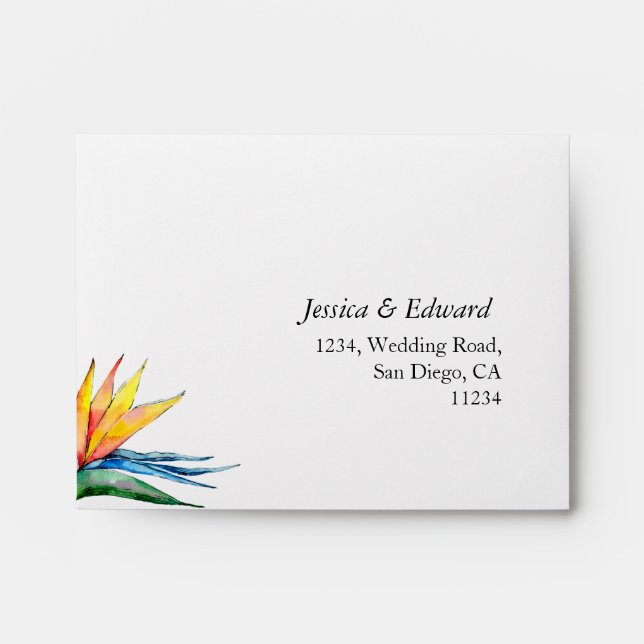 Tropical Colourful Hawaiian Wedding RSVP Envelope (Front)