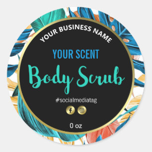 Tropical Colourful Leaves Body Scrub Labels