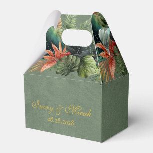 Tropical Colourful Palm Leaves Gold Wedding Custom Favour Box