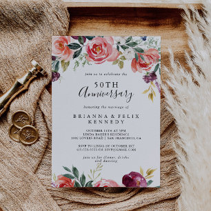 Tropical Colourful Summer 50th Wedding Anniversary Invitation