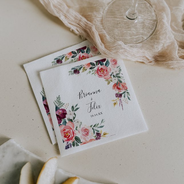 Tropical Colourful Summer Floral Minimalist Weddin Napkin (Creator Uploaded)