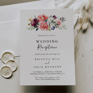 Tropical Colourful Summer Floral Wedding Reception Invitation