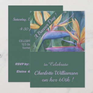 Tropical Colourful Watercolor Floral Birthday Invitation