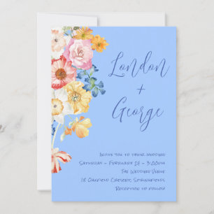 Tropical Colourful Watercolor Floral Wedding Invitation