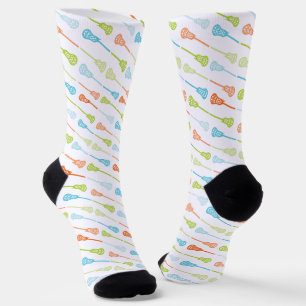 Tropical Colours Diagonal Lacrosse Sticks Pattern Socks