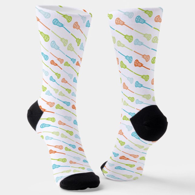 Tropical Colours Diagonal Lacrosse Sticks Pattern Socks (Angled)