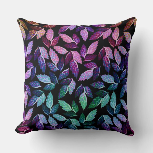 Tropical Colours Falling Leaves Throw Pillow (Front)