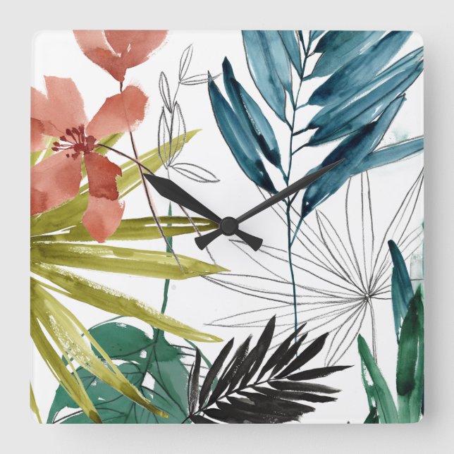 Tropical Composition Square Wall Clock (Front)