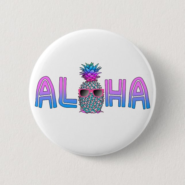 Tropical Cool Aloha Pineapple 6 Cm Round Badge (Front)