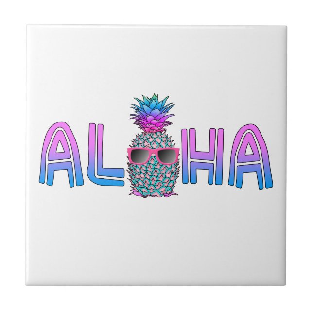 Tropical Cool Aloha Pineapple Ceramic Tile (Front)