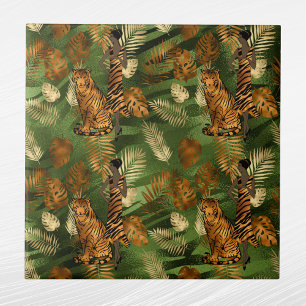 Tropical Copper Green Gold Tiger Lady Ceramic Tile
