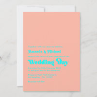 Tropical Coral and Aqua Typography Wedding