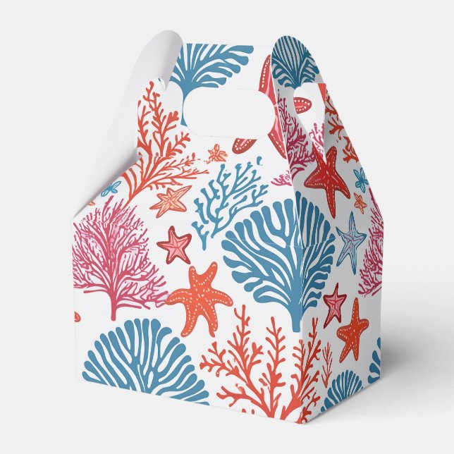 Tropical coral and starfish pattern favour box (Front Side)