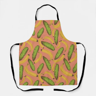 Tropical Coral Banana Leaf Pattern  Apron