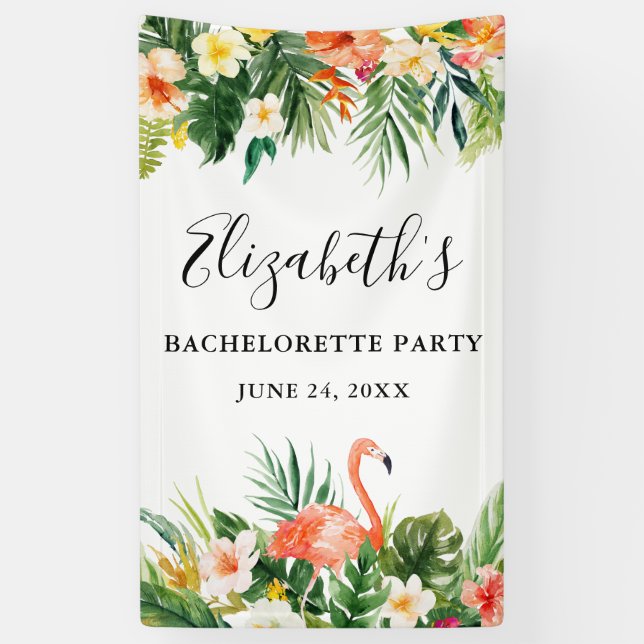 Tropical Coral Floral Bachelorette Party Banner (Vertical)