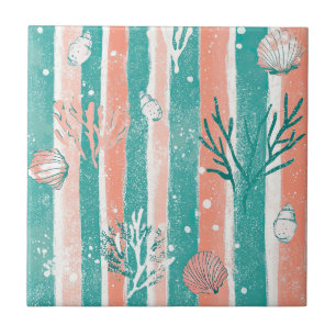 Tropical Coral Ocean Pattern Ceramic Tile