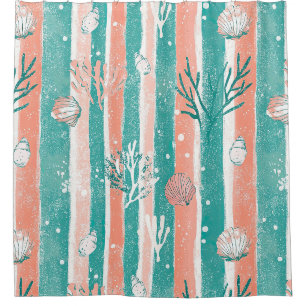 Tropical Coral Ocean Pattern Shower Curtain