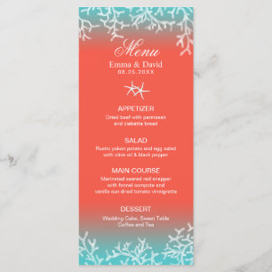 Tropical Coral Reef Starfish Beach Wedding Menu