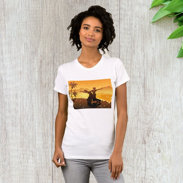 Tropical Couple Dancing at Sunset Beach T-Shirt (Creator Uploaded)