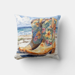 Tropical Cowgirl Boots Western Meets Coastal Cushion