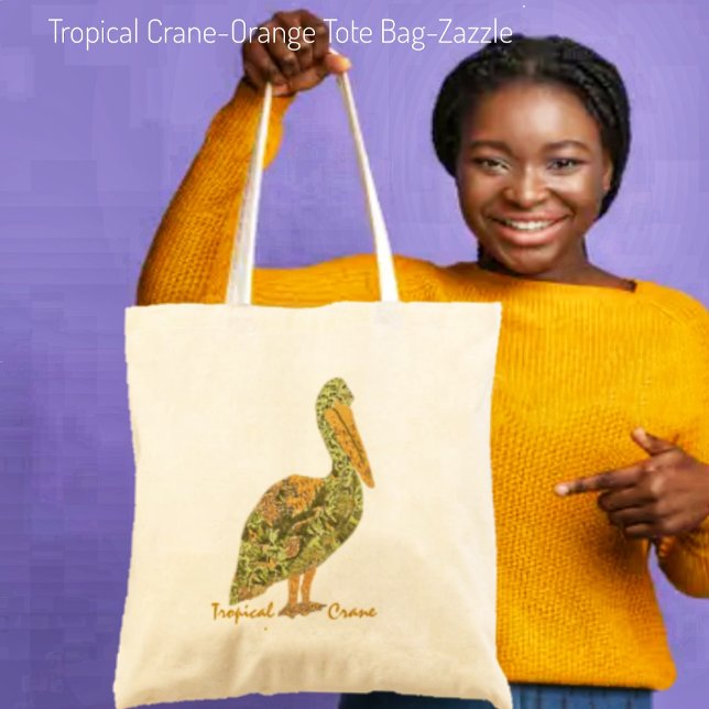 Tropical Crane-Orange Tote Bag (Creator Uploaded)