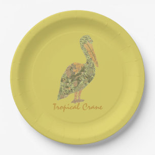 Tropical Crane Paper Plate