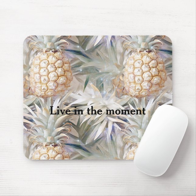 Tropical Cream Gold Pineapples Mouse Pad (With Mouse)