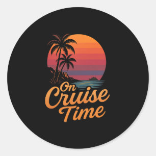 Tropical Cruise On Vacation Time With Palm Tree Su Classic Round Sticker