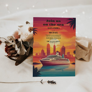 Tropical cruise ship destination wedding invitation