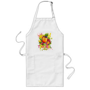 Tropical Cubes - Summer Vibes Watercolor Fruits Long Apron
