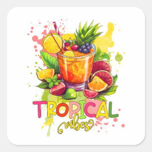 Tropical Cubes - Summer Vibes Watercolor Fruits Square Sticker