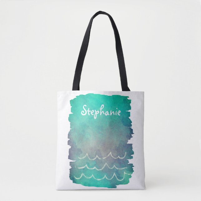 tropical custom personalised tote bag ocean design (Front)