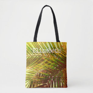 tropical custom personalised tote palm leaf design bag